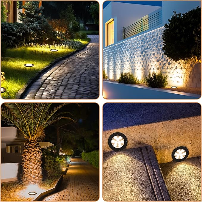 Low Voltage Landscape Lighting - 6W Well Light,12-24V LED In-Ground Landscape Light, IP67 Waterproof Landscape Lighting,3000K Paver Lights Warm White for Yard, Garden, Patio (12 Pack)