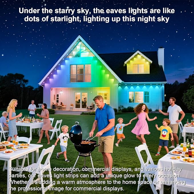 Permanent Outdoor Lights,200FT RGB Waterproof Lights for House,IP67 Smart LED Light with App/Remote Control for Garden Decor,Party,Holidays,Birthday