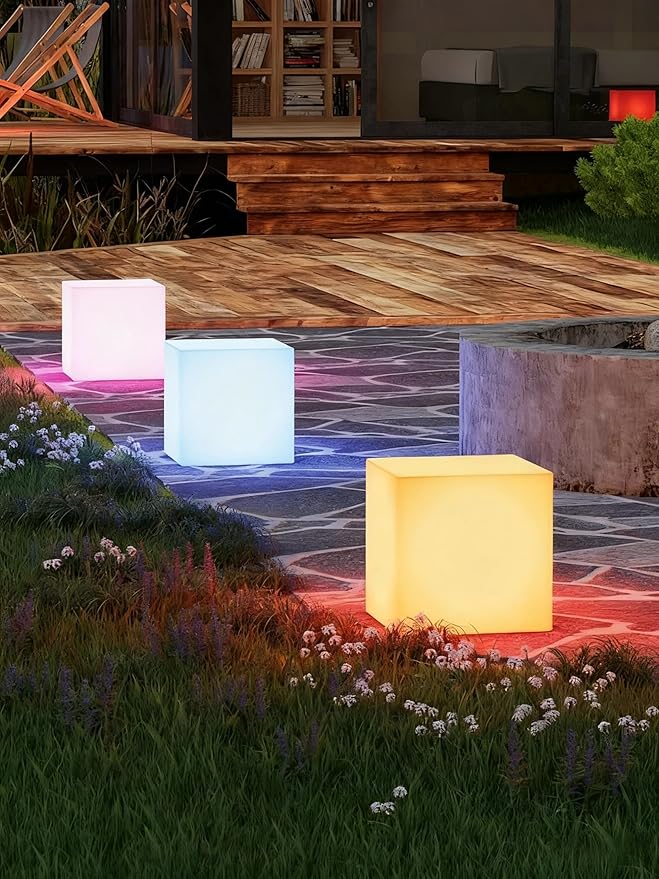 LOFTEK 16-Inch Rechargeable LED Cube Chair Light, 16 RGB Colors Glow Cube Seat w/Remote, Waterproof LED Cube Table, Color Changing Cubes Floor Lamp, Home Bedroom Patio Party Decorative Lighting