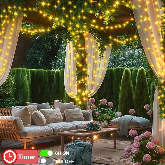 ZAIYW Battery Fairy Lights 4 Pack 16.5Ft 50 LED Fairy Lights with Remote Timer 8 Modes, Dark Green Copper Wire Waterproof Fairy String Lights for Bedroom Christmas Tree Garland Decor (Warm White)