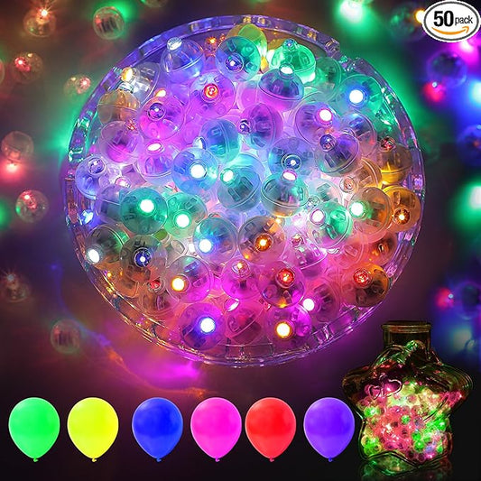 AIKEI 50pcs LED Balloon Lights,Mini Balls Lights,Long Standby Time Waterproof Led Light for Paper Lantern Easter Halloween Christmas Wedding Birthday Party Decoration Colorful