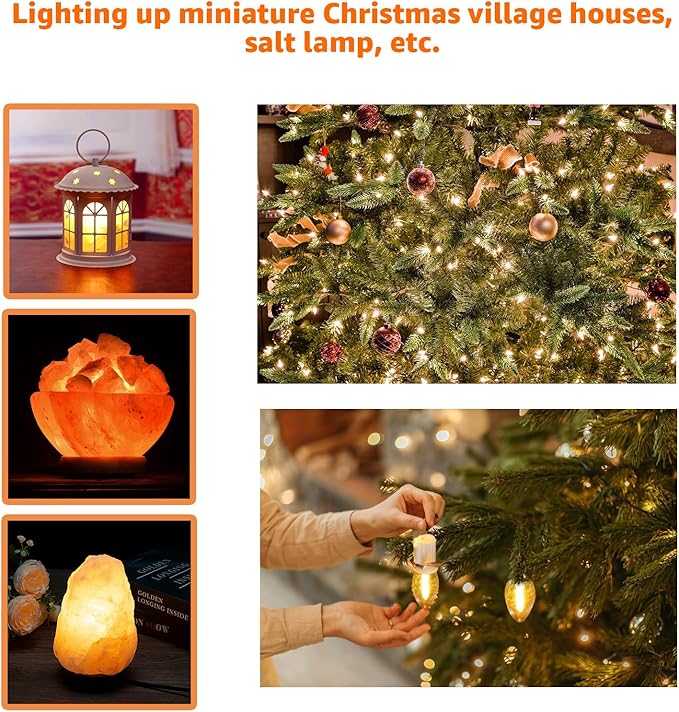 Accessory Cord with One Led Light Bulb, LED Light Bulb C7 Cord Clip Lights Christmas Halloween Cabin,Blow molds,Outdoor Atmosphere Decoration, Holiday Craft Decorations