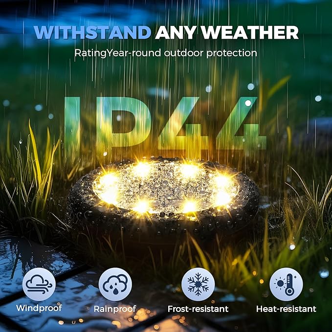 SOLPEX Mini Solar Ground Lights, 10 Pack Solar Lights Outdoor Waterproof, Landscape Lighting for Garden Pathway Driveway Walkway (Warm White)