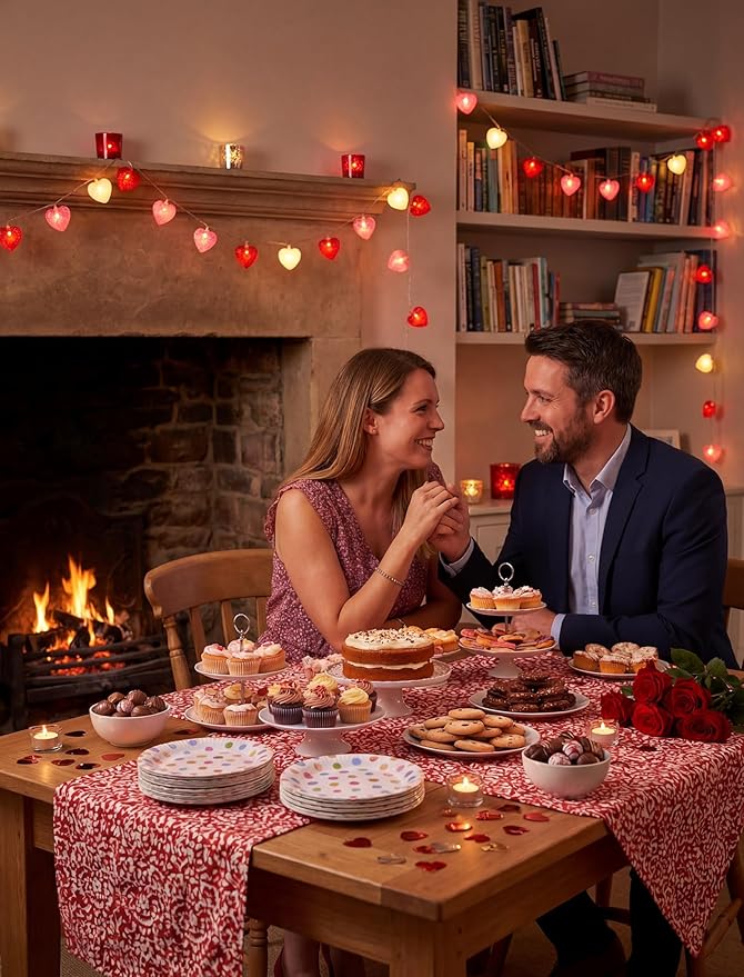 12Ft Red Pink White Heart String Lights, 20 LED 3D Glitter Hearts Plug in Fairy Lights, Connectable Waterproof Valentine's Day Decorations for Bedroom, Window, Wedding, Anniversary, Indoor Outdoor