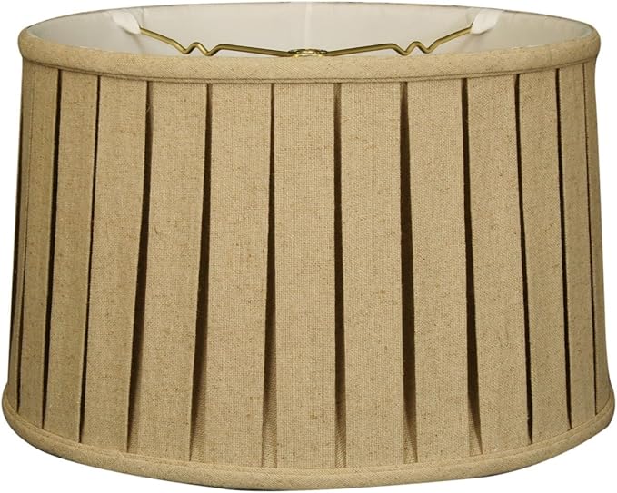 Royal Designs BS-748-10LNCR Shallow Drum English Bo X Pleat Basic Lamp Shade, 9 x 10 x 7, Linen Cream