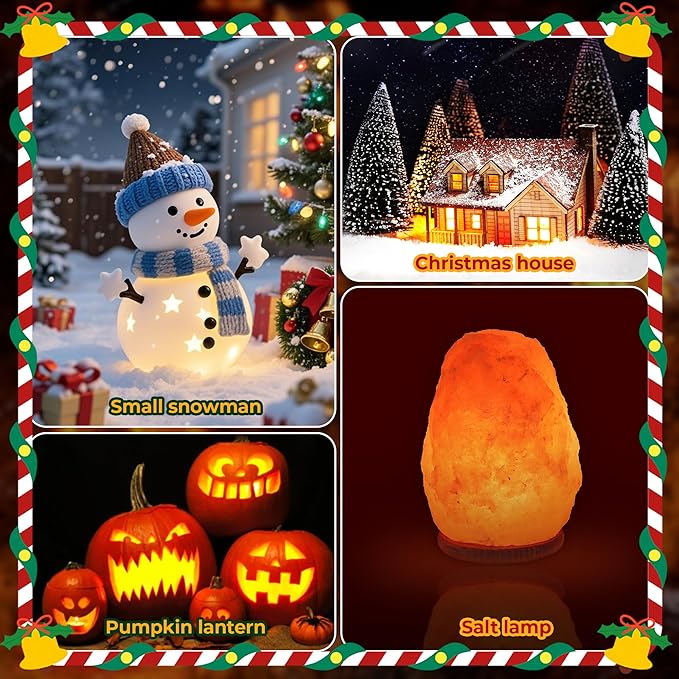 2Pack Christmas Village Lights with 12LED Light Bulbs and Outlet 11.6FT Light Cord with Spare Fuse Warm White C7 Lamp Villages Houses Lights for Halloween Pumpkins Christmas Village Houses Craft Decor