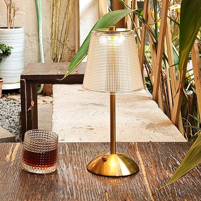 Cordless Table Lamp, 4000mAh Rechargeable Battery Operated Lamp, 3 Color Modes & Stepless Dimmable LED Touch Lamp, Portable Crystal Metal Beside Lamps for Bedroom Restaurant Outdoor(Black)