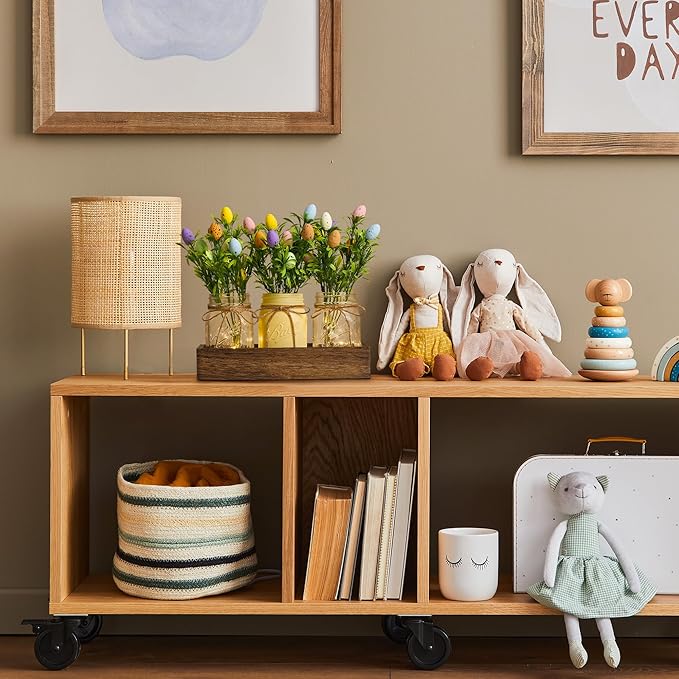 Easter Centerpiece Table Decorations for Table Runner Farmhouse Coffee Table Decor with Wood Tray and Led Light Table Centerpieces for Dining Room Kitchen Living