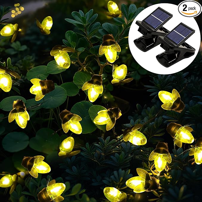 ANGMLN 2 Pack Solar Firefly Lights, 30 LED Solar Fireflies Lightning Bugs Fairy String Lights Outdoor Solar Powered String Lights Waterproof for Garden Patio Home Wedding Party Spring Decor