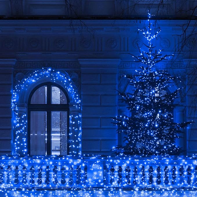 TW SHINE Blue Christmas Lights, 1000 LED 328FT Christmas String Lights Plug in with 8 Modes, Remote Waterproof Xmas Lights Outdoor Indoor Decorations for Party Yard Decor
