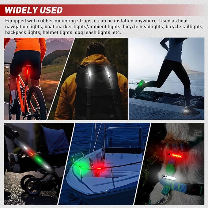 Nilight Marine Boat Navigation Light 4PCS Red Green Port Starboard White Stern Lights Four Mode Waterproof Rechargeable Warning Safety Lamp for Skeeter Yacht Pontoon Trailer Truck Bike Backpack Helmet