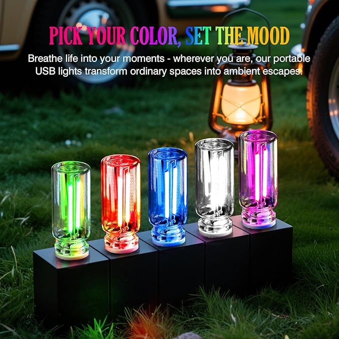 2PCS Mini Glass Bottle USB Light for Car, Touch Control, Plug-in USB Car Lights Interior Ambient Lights, DIY Mini Glass Neon Mood Lamp Retro Night Light for Party Festival Holiday Decoration, Purple