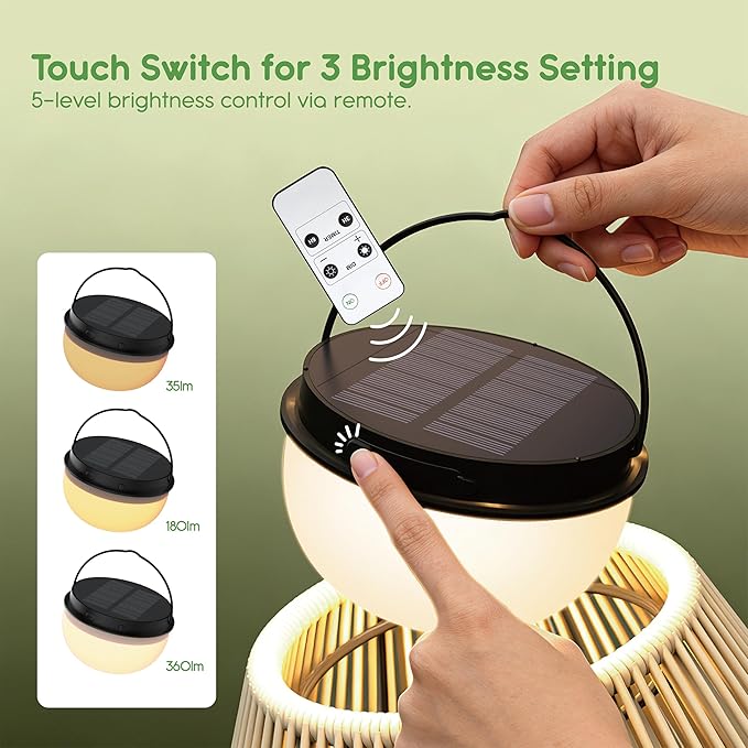 Rattan Series Solar Floor Lamp - Remote Control Included - Dimmable & Timer Modes - Rechargeable Battery Lasts Up to 45 Hours - 2700K - IP44 Weather Resistant