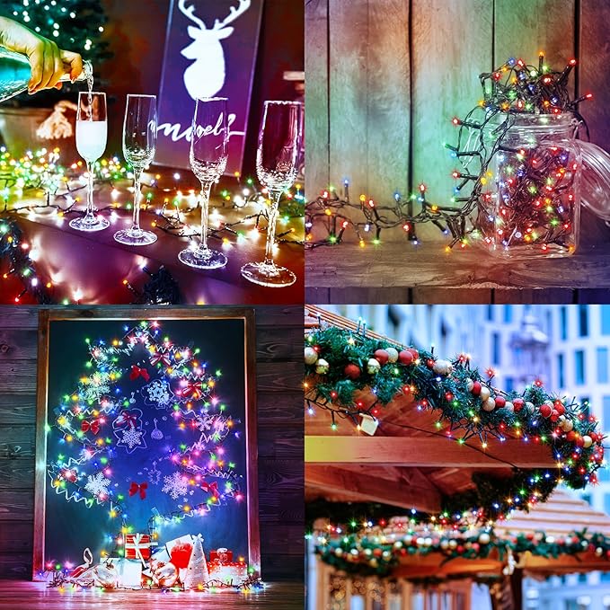 2 Pack Cluster String Lights Battery, Total 20Ft 400 LED Christmas String Lights with Timer 8 Modes Firecracker Twinkle Lights Waterproof for Outdoor Tree Xmas Decor (Multicolor)
