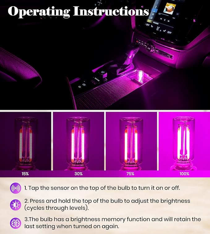 USB Retro Car Lamp, Touch-Control Portable LED Car Ambient Light, USB Powered Night Lights, Suitable for Bedroom, Camping, Holiday Decorations. (Red Light)
