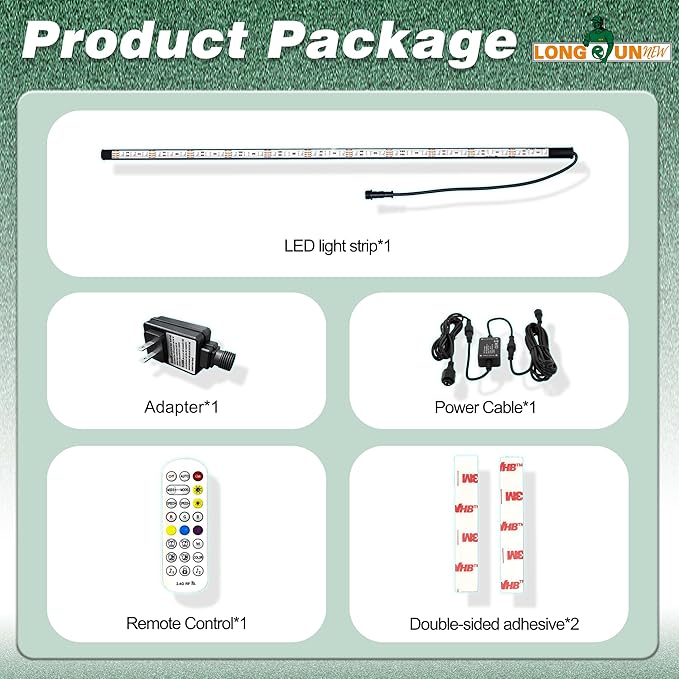 Gepas LONGRUNNEW Replacement 11.8'' LED Light Strip Color Changing for Waterfall Spillway Pool Fountain with Adapter, Remote Control Designed