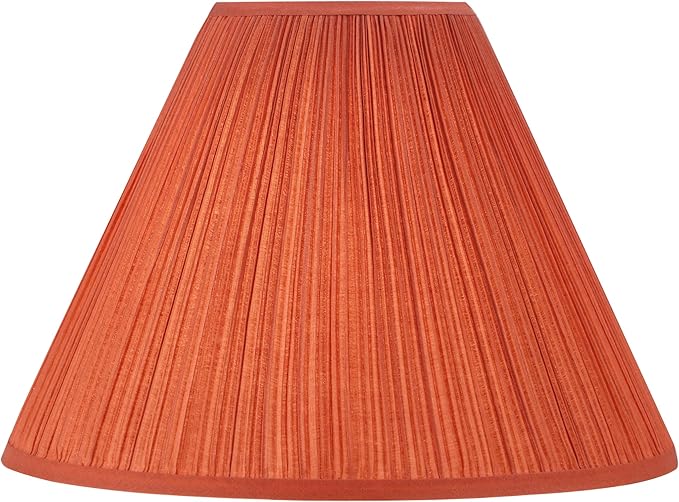 Aspen Creative 33197, Hardback Empire Transitional Spider Lamp Shade, Mushroom Pleated Carrot Faux Silk Fabric, 6" Top x 16" Bottom x 12" Slant Height