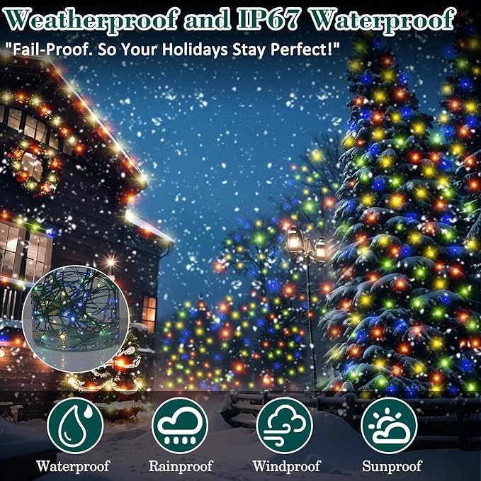 HYH Christmas Lights 1300 LED 426FT Outdoor Waterproof Christmas String Lights Connectable Fairy Tree Xmas Long Light Decorations with Remote Plug in for Indoor Party Yard Garden-Multicolored
