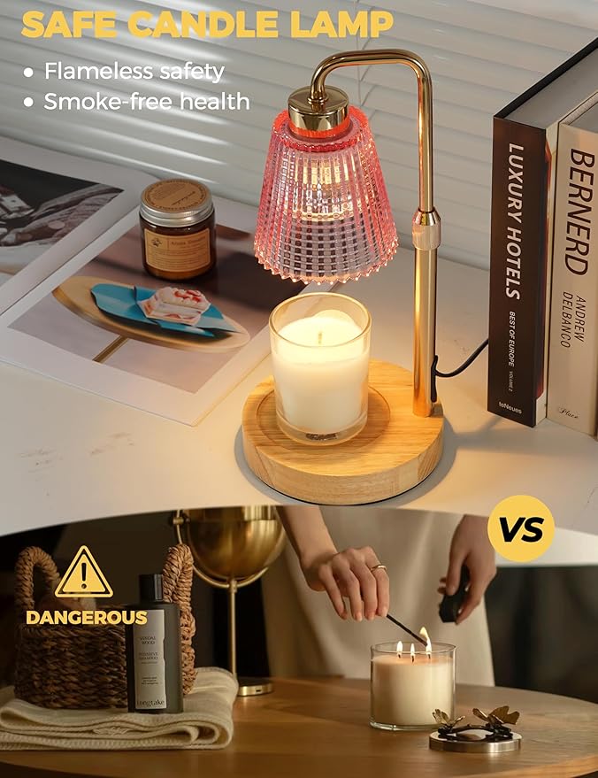 Candle Warmer Lamp with Timer Dimmable, Birthday Gifts for Women Mom, House Warming Gifts New Home Decor, Wax Melt Warmer for Jar Candles with 2 Bulbs