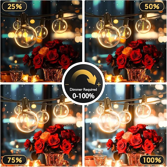 Outdoor String Lights 20ft LED Hanging Globe Patio Lights with G40 Shatterproof Bulbs(7+1 Bulbs), Waterproof Connectable Hanging Light for Indoor Outdoor Decor Garden Camping Backyard Porch