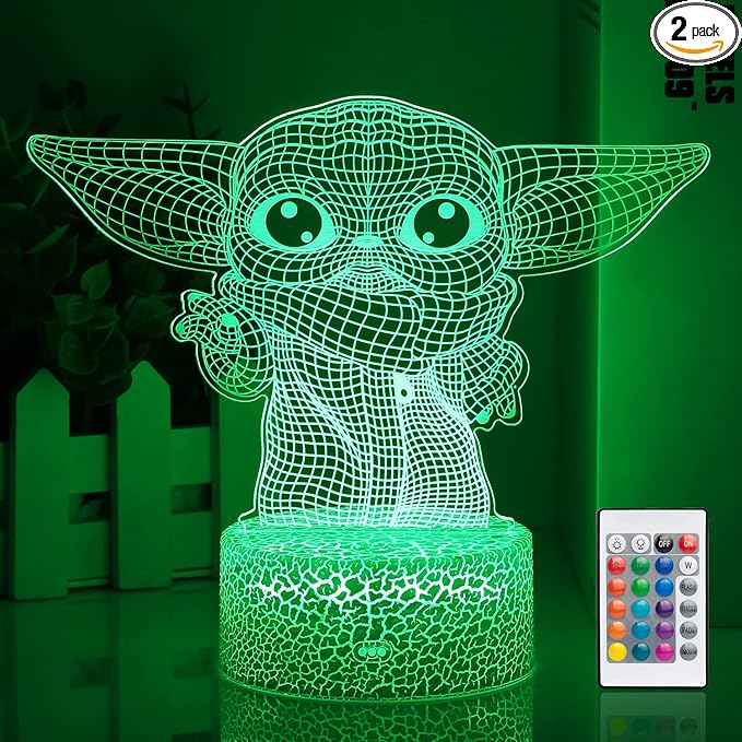 Star Wars 3D Night Light：Baby Yoda LED Lamp with Remote Control and Smart Touch, LED Desk Lamp Yoda Star Wars Lamp for Room Decor Boys Girls Birthday Christmas Festivals Gifts