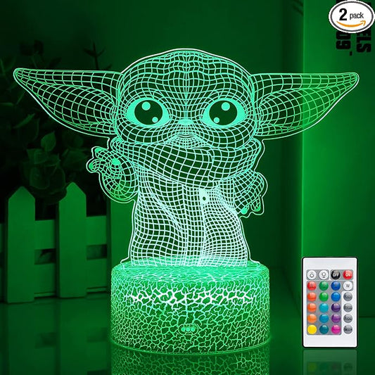 Star Wars 3D Night Light：Baby Yoda LED Lamp with Remote Control and Smart Touch, LED Desk Lamp Yoda Star Wars Lamp for Room Decor Boys Girls Birthday Christmas Festivals Gifts