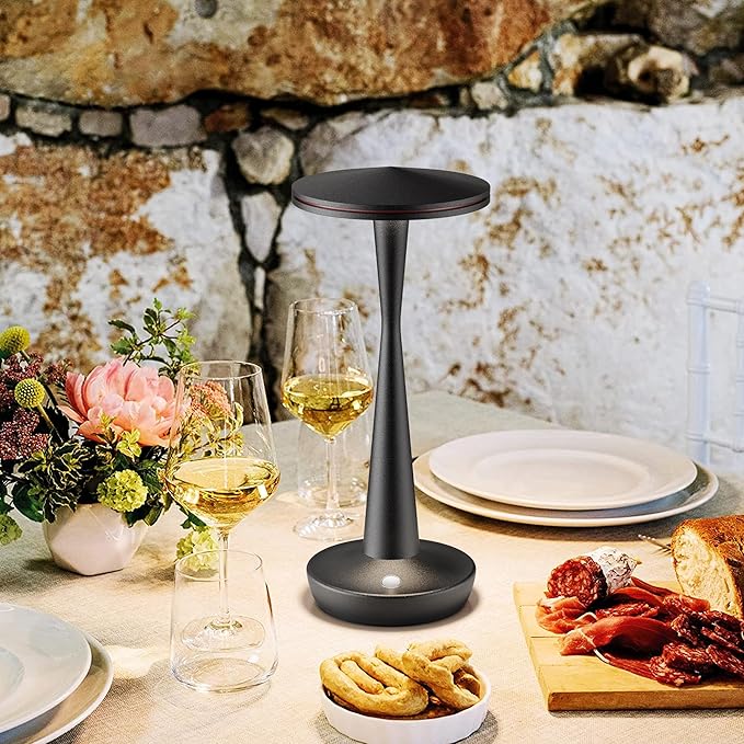 SAKRINGT Rechargeable Cordless Table Lamp, 72Hrs Battery Operated LED Table Light, Portable Touch Dimmable Lamp for Restaurant Patio Dining Outdoor Camping