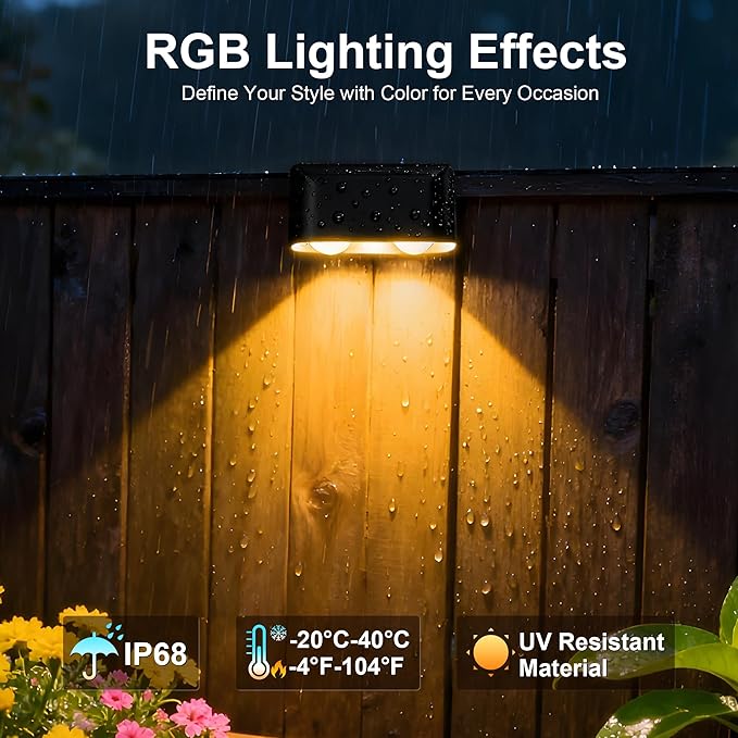 Outdoor Deck Lights, 8 Lights Smart Fence Lights Compatible with Alexa & Google Home, IP65 LED Patio Deck Lighting with Remote, Fence Lighting Music Sync for Patio Yard Garden(52.4ft)
