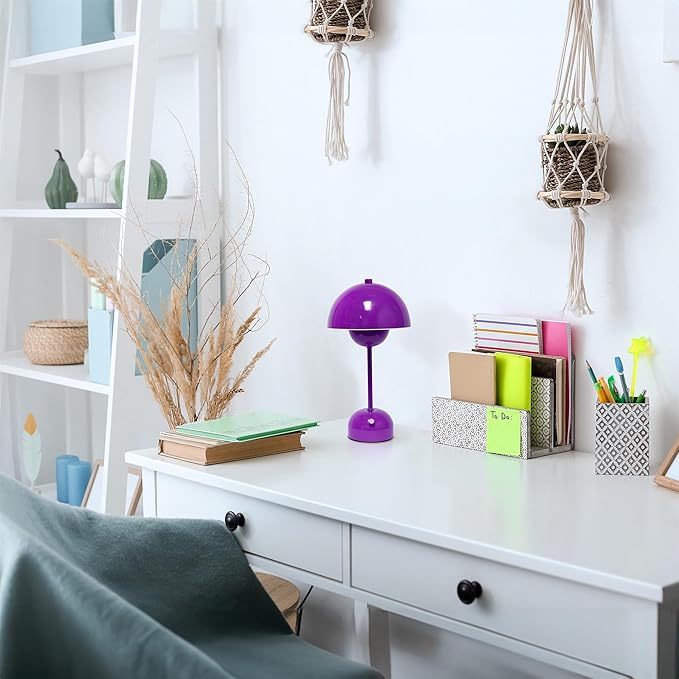 Simple Designs LD1069-PRP 11.8" Mushroom Magic Dimming LED Touch Stick Lamp, Portable & Rechargeable, Purple