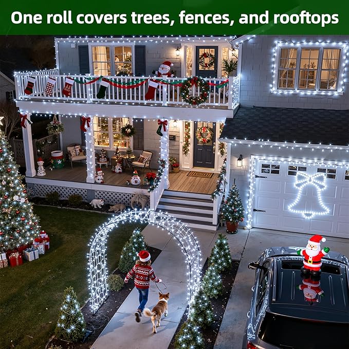 1500 LED 470FT Christmas Lights Outdoor,12 Lighting Modes Christmas String Lights with Timer, Dimmable Cool White LED String Light Waterproof for Outside Yard Tree Patio Xmas Party Holiday Decorations