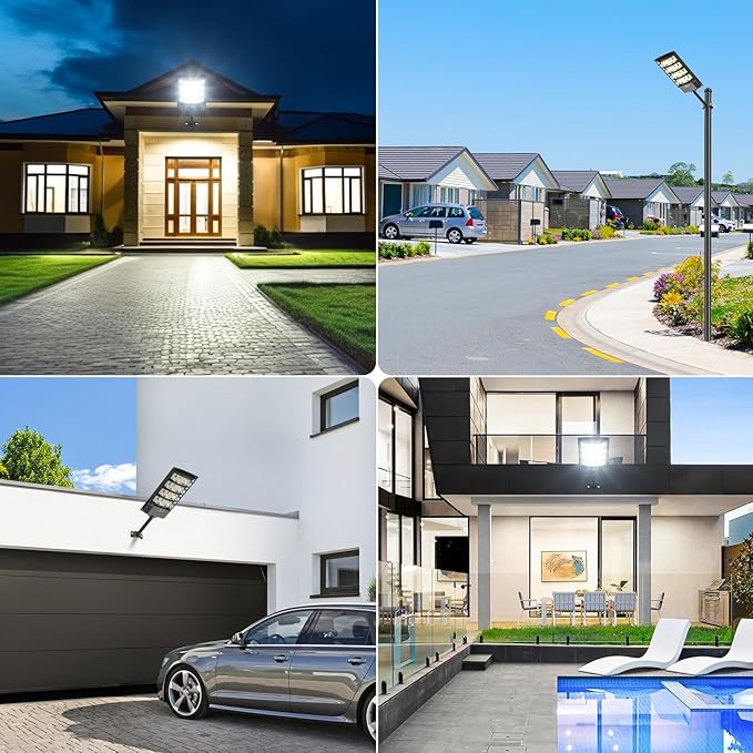Solar Street Lights Outdoor Waterproof ,35000LM 6500K 320° Angle Flood light, 5730 LED Solar Parking Light with Motion Sensor and Remote Control for Outdoor, Streets, Courtyards,Parking Garages,-2Pack