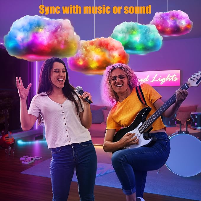 ViLSOM LED Cloud Light, 3pcs RGB Cloud Lamp with IC Remote Control and APP Control Cool Lights Sync Music Color Changing Led Lights for Bedroom Ceiling Adults and Kids Modern Home & Room Decor