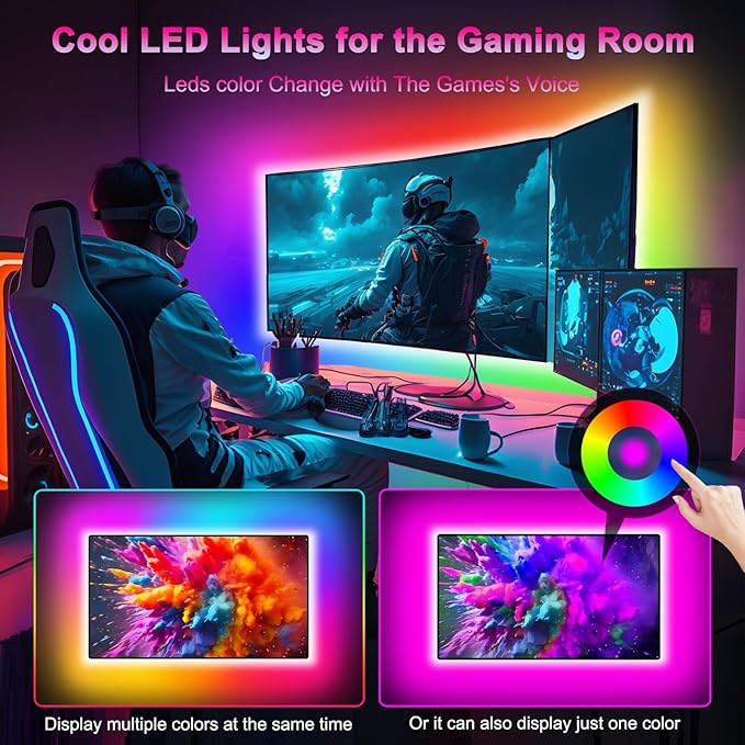 Daymeet TV LED Lights 16.4FT for 65-85in TVs, Music Sync RGB Color Changing TV Lights with Remote APP Control, USB Tv Backlighting Strip Light for Gaming Room Xmas Decoration