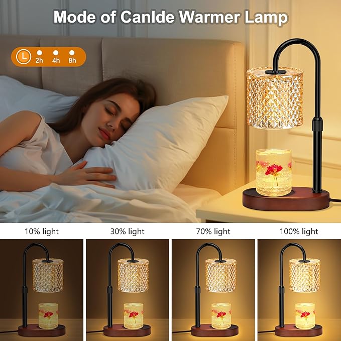 Candle Warmer Lamp with Timer, Wax Melt Warmer with Timer and Dimmer, Adjustable Height Lamp Candle Warmer for Jar Candles, House Warming Gift for Women & Mom, Ideal Christmas Gift