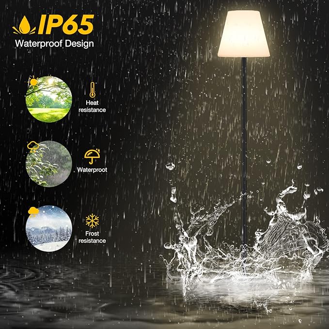 Outdoor Floor Lamp Solar Powered Outdoor Lamps for Patio Waterproof,Rechargeable Indoor Cordless Floor Lamp with Light Sensor,Dimmable Warm White+RGB LED Outdoor Lamp for Lawn,Pool,Garden.