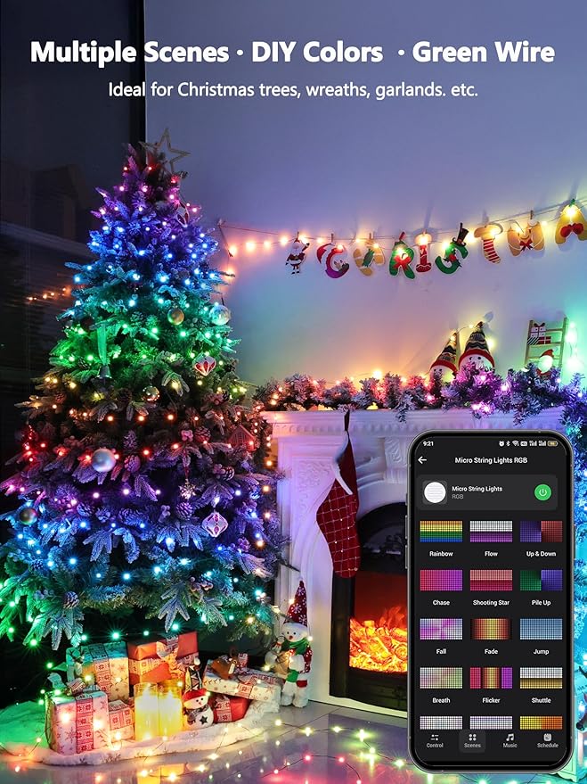 BrizLabs Smart Easter Fairy Lights, 33ft 100 LED Color Changing Christmas Lights Work with Alexa & Google Home, Rainbow Xmas Light Dimmable Pastel Lighting Green Wire for Xmas Halloween Easter Party