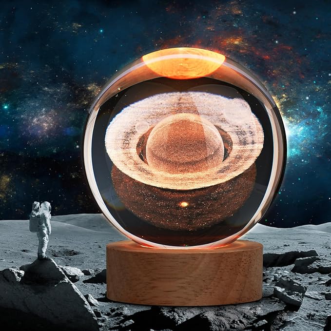 Large 3D Crystal Ball Saturn Lamp, Crystal Lamp 16 Color Changing Night Light with Remote Control for Bedroom Decor, Ideal Birthday Gift for Teens Boys and Girls, Saturn Model