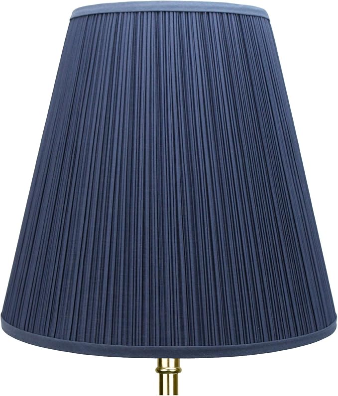 FenchelShades.com Lampshade 9" Top Diameter x 16" Bottom Diameter x 15" Slant Height with Washer (Spider) Attachment for Lamps with a Harp (Pleated Mushroom Navy Blue)