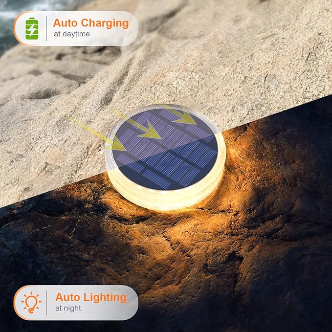 YiLaie Solar Step Lights Outdoor Waterproof, Warm White Stair Lights Solar Powered for Steps Deck Stair Yard Pathway (4 Pack)