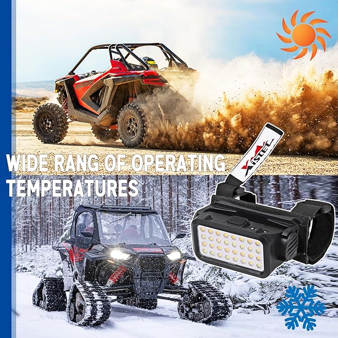 Xislet UTV Dome Light, Rechargeable Overhead Roll Bar Light with 5 Modes & 32 LEDs, Universal 1.25"-2.0" Mount for Polaris RZR, Can-Am, Jeep, Golf Cart, Boat, ATV Interior LED Lighting