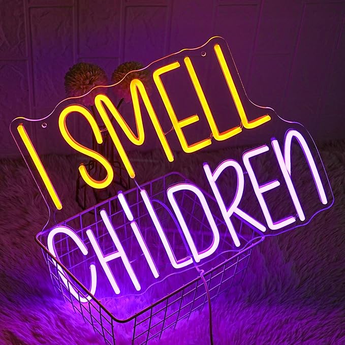 I Smell Children Neon Sign for Wall Decor Halloween Neon Light Colorful LED Neon Sign USB Powered LED Neon Light for Bedroom Shop Hotel Bar Halloween Decoration