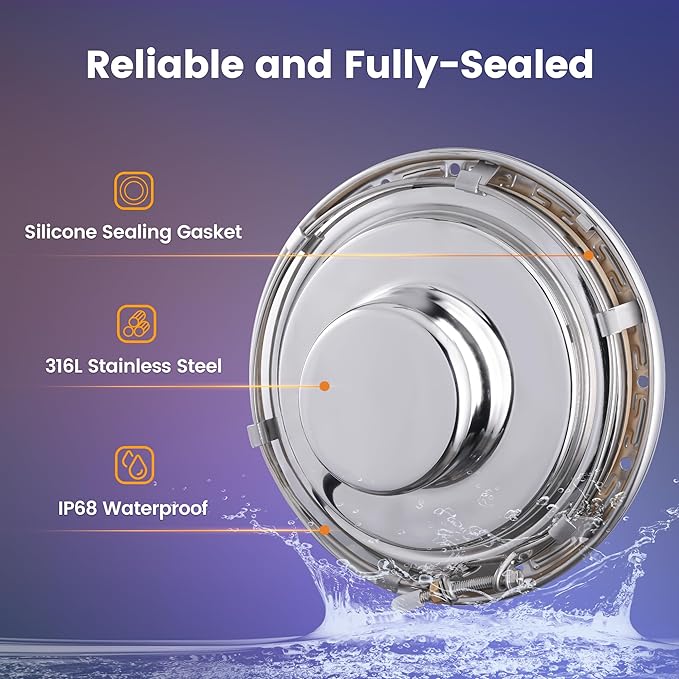 SURAIELEC 12V AC Pool Lights for Inground Pool, 10 inch Color Changing LED Pool Light with Remote Control, 300W Equivalent, Underwater Swimming Pool Light Fixture for Large Wet Niches, 100FT Cord