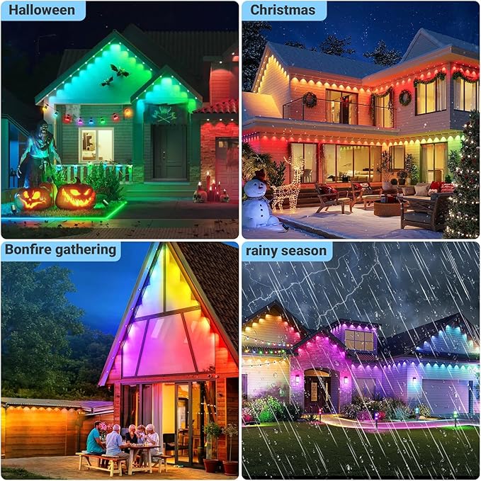 Permanent Outdoor Light for House,100ft RGB Outdoor Light with 50 LED Lights,IP67 Waterproof,with Remote Control for All Holiday Decor Decorations Lights