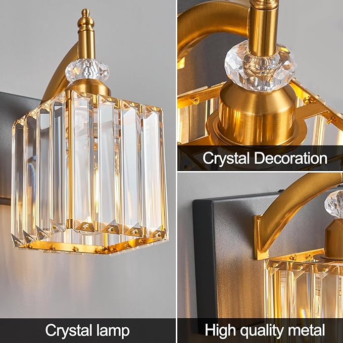 Modern Vanity Lights Black Gold 2 Light Bathroom Vanity Light Crystal Bathroom Light Fixtures Over Mirror