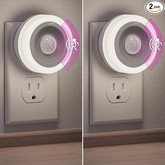 Briignite Motion Sensor Night Light, [2 Pack] Night Lights Plug into Wall, Auto On/Off Motion Activation Nightlight, Energy-Saving 0.6W LED, Daylight White, Ideal for Kids, Bedroom, Bathroom