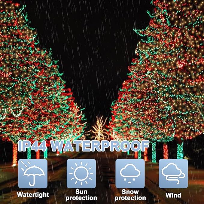 165 FT 500LED Red Green Warm String Lights Indoor Outdoor, Connectable Christmas Tree Lights Waterproof 16 Modes with Timer, Fairy Twinkle Light Plug in for Bedroom Wedding Party Xmas Decorations