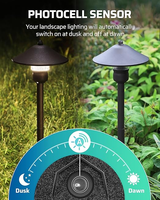 DEWENWILS 60W Low Voltage Landscape Transformer with Photocell Sensor, Low Voltage Transformer 120V AC to 12V AC, Landscape Lighting Transformer for Outdoor Lights, Garden Lights, Spotlight, UL Listed