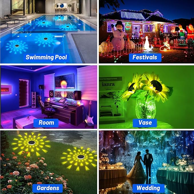 Pool Lights,Solar Rechargeable Floating,Pool Lights That Float with Remote Control, Modes 9 Lighting Timing Mode IP67 Waterproof for Inground Pool, Bathroom, Bathtub, Pool Party