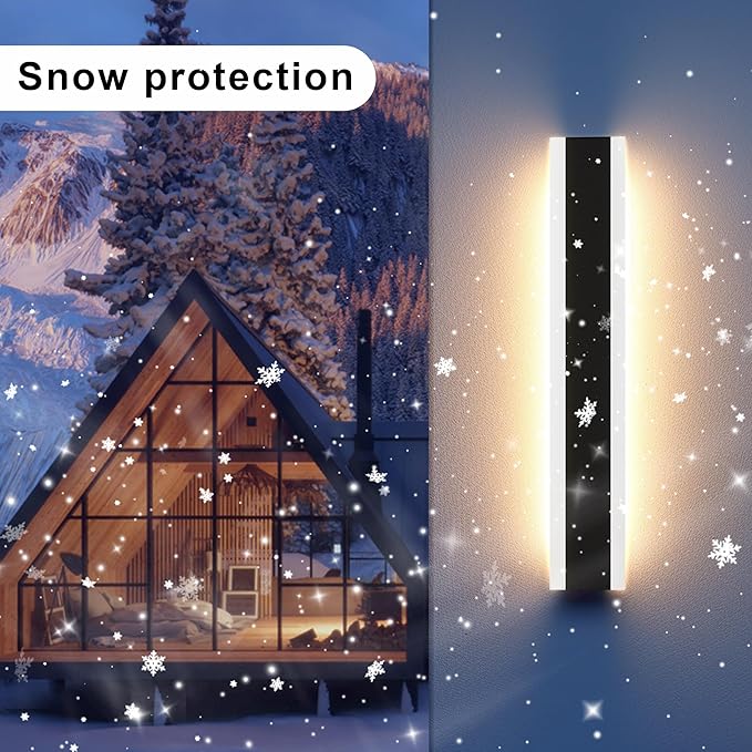 Outdoor Wall Light Fixtures Modern Long LED Wall Sconce Black Exterior Light Fixture Ip65 Waterproof Wall Lamp 45w 3000k Metal Rectangular Wall Lights For Villa Patio,Courtyard,Porch Bedroom,49.2''
