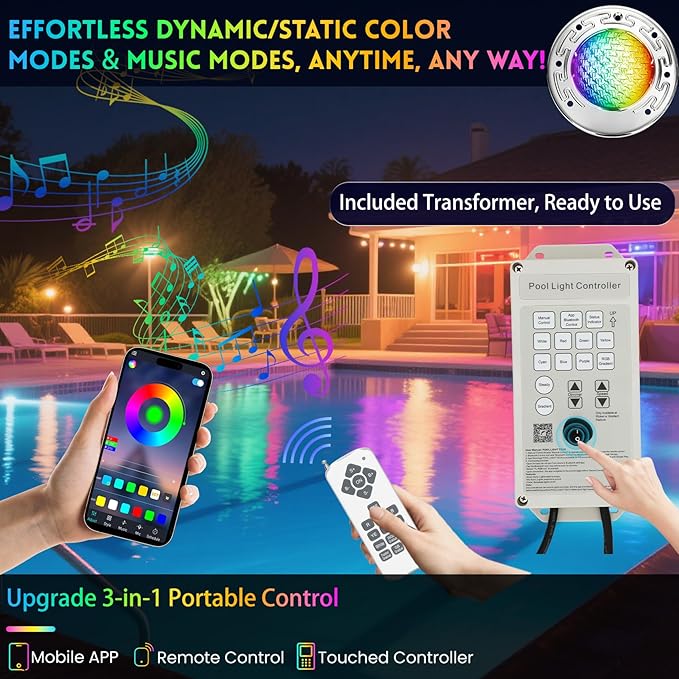 CAtArt 6 Inch LED Spa Light,12V DC Color Changing Inground Spa Lights for Inground Pool with Controller Remote and APP Control for 6'' Wet Niche,12W,50 Foot Cord